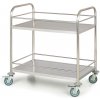 Nerezový policový vozík, 2 police s ohrádkami, 710 x 410 mm