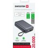 SWISSTEN POWER BANK SPACE 20000 mAh S INTEGROVANÝMI KÁBLAMI USB-C A LIGHTNING STRIEBORNÁ