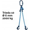 Reťazový záves, oko-2 hák, skracovač, Nosnosť 2000/1400 kg, G10-6, Certifikát 2000 / 1400 kg 7,5 m Modrá