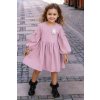 Fashionkids dievčenské pudrovo ružové šaty s nazberanými rukávmi a aplikáciou zajačika púdrová