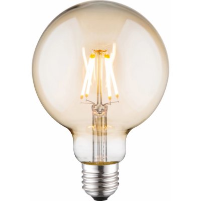 Just Light. Filam. LED žiarovka E27, G95, 346lm, 2700K, 4W, jantar. sklo