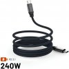 Fixed magnetický nabíjací a dátový opletený kábel s konektormi USB-C a podporou PD, 1.2m, USB 2.0, 240W, sivý FIXDBM-CC12-GR