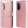 Peňaženkové kožené puzdro ZIPPER na Huawei Nova 9 SE - Ružovozlatá