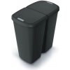 Odpadkový kôš Prosperplast COMPACTA Q DUO, 45 l recyklovaná čierna s čiernym vekom