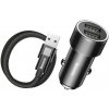 Nabíjačka BASEUS SMALL SCREW do auta 2x USB 3,4A s káblom USB Typ C - čierna