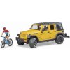 Bruder 2543 jeep Wrangler Rubicon Unlimited s horským bicyklom a cyklistom, 3 ks