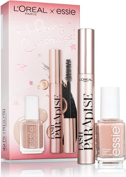 L\'Oréal Paris Merry Christmas! odstín Black řasenka Lash Paradise 6,4 ml + lak na nehty Essie Nail Color 13,5 ml 11 Not Just A Pretty darčeková sada