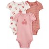 CARTER'S Body krátky rukáv Pink Cherry dievča 3ks