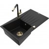 MEXEN/S MEXEN/S - Cesar granitový drez 1-miska s odkvapkávačom vrátane batérie Flora, čierna 6514-77-670401-57-G