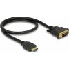 Delock HDMI / DVI prepojovací kábel Zástrčka HDMI-A, DVI-D 24+1pol. Zástrčka 0.5 m čierna 85651 trojžilový tienený, pozlátené kontakty HDMI kábel; 85651
