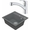 Drezový set Grohe 4/C - Granitový drez 530x500 mm, sivá + Drezová batéria Grohe Eurosmart
