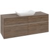 VILLEROY & BOCH Collaro závesná skrinka pod umývadlo na dosku (umývadlo v strede), 4 zásuvky, s LED osvetlením, 1400 x 500 x 548 mm, Arizona Oak, C116B0VH