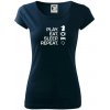 Eat sleep play - šach - Dámske tričko Pure - 3XL ( Tmavomodrá (veľmi tmavá - skoro čierna) )