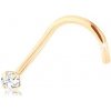 Šperky eshop - Briliantový zahnutý piercing do nosa, žlté 9K zlato, číry diamant, 1,4 mm S1BT504.06