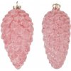 Clayre & Eef 2ks ružová antik sklenená závesná ozdoba šiška - Ø7*16cm - Clayre & Eef