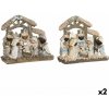 Vianočný Betlehem DKD Home Decor Modrá Biela Gaštanová Živica 20 x 7 x 17,5 cm (2 kusov)