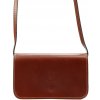 Vera Pelle Kožená malá dámska pozdĺžna crossbody kabelka hnedá