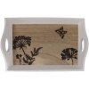 Drevená tácka jarný motív prírodná biela tm. hnedá 230x45x150mm