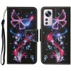 Peňaženkové 3D puzdro DRAWING na Xiaomi 12 Lite – Fluorescenčný motýľ