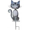 Dekorácia MagicHome Mecco, Mačka, plech, sivá, zapichovacia, 25,5x3,5x61 cm