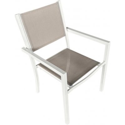 Tempo Kondela Záhradná stohovateľná stolička, biela oceľ/svetlosivá, DORIO