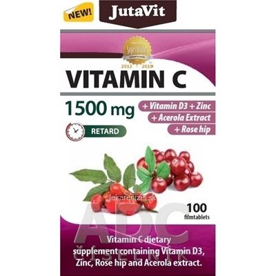 JutaVit Vitamín C 1500 mg tbl s postupným uvoľňovaním, s vitamínom D3, zinkom, šípkami a extraktom z aceroly 100 ks