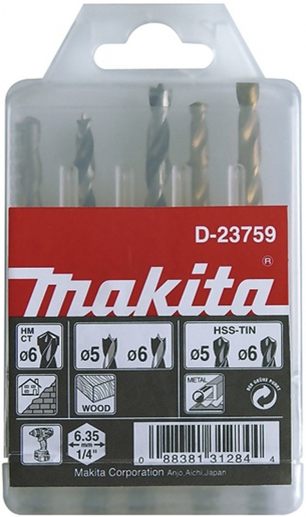 Makita D-23759 sada vrtákov šesťhran 1/4\