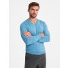 Ombre Elegant men's BASIC V-neck sweater with viscose - blue svetlomodrá L Ombre 5902228906704
