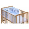 Mantinel do postieľky 4 dielny - sovička - 180 x 30 cm - modrá