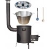 Home Cook kotlík na guláš nerez 1,2 mm 40 l, pokrievka nerez 48 cm INOX, Home Cook vysoká žiaruvzdorná, hrubostenná kotlina 1,5 mm 45 cm PLUS 600, vareška 50 cm SMREK, naberačka antikor INOX