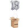HeliumKing Balónový box - Narodeninové číslo 18 strieborný 86 cm