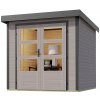 Hybridný domček KARIBU JUPITER D (93418) svetlo sivý / terragrau LG4077 - m2 - plexisklo - m2 - m - ks - ks - ks - ks - kg/m2 - ks - nie - dvojkrídlové na pántoch - áno - plechová - 0,5mm - 1,95m - 19