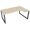 Pracovný stôl UNI O, ergo, ľavý, 180x75,5x120 cm, agát/čierna