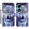 Peňaženkové kožené puzdro Painted na Oppo A38 - White Wolf