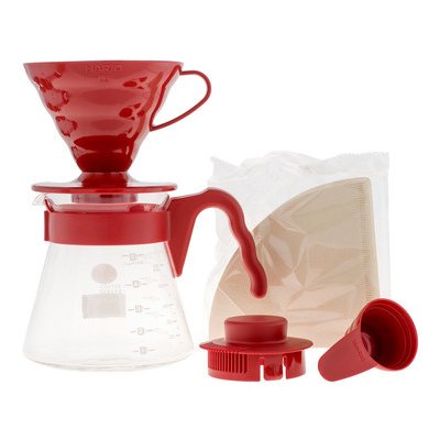 Hario V60-02 Pour Over Kit Plastic Red