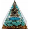 Nefertitis Orgonit pyramída Meditujúci Budha s tyrkenitom NF45596 - 6 x 6 x 6,5 cm