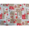 Dekoračná látka PATCHWORK vianočné béžový šírka 280 cm