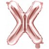 PartyDeco Fóliový balón Mini Písmeno X 35 cm ružovo zlatý