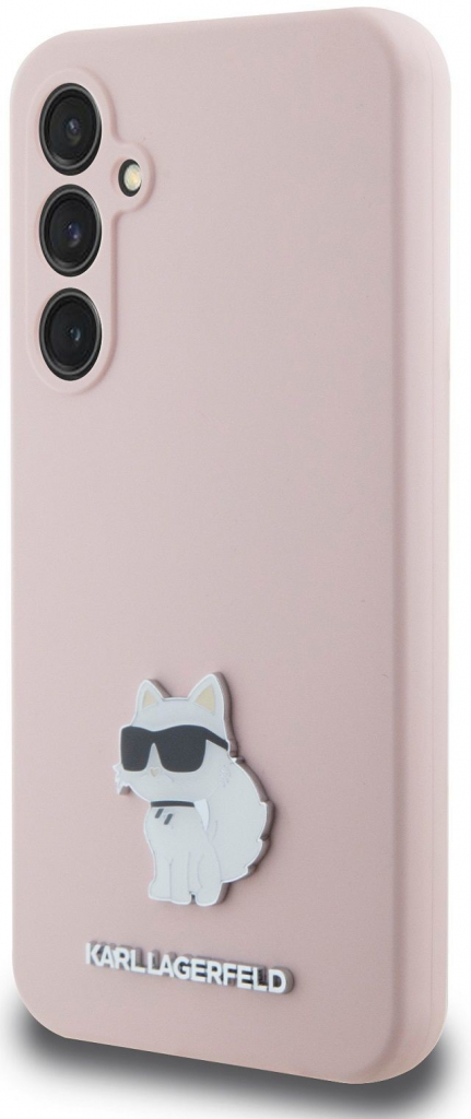 Karl Lagerfeld Liquid Silicone Metal Choupette Samsung Galaxy S23 FE ružové