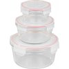 Dóza MagicHome, sada 3 ks, sklenená, sklo, okrúhla, s vekom, 370/800/1500 ml