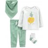 Carter’s Set 4dielny tričko dl. rukáv tepláky ponožky podbradník Veggies neutrál LBB