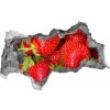 Nálepka 3D diera betón Jahody 95x73 cm
