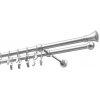 Dvojitá kovová garniža Matný chróm 400 cm - koncovka Monako