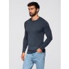 Ombre BASIC men's viscose classic sweater with round neckline - navy blue melange čierna | svetlomodrá L Ombre 5907064520725