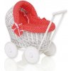My Sweet Baby Prútený kočík pre bábiku biely Červená