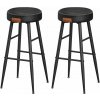 Sada 2 barových stoličiek, čierna koženka, kovové nohy