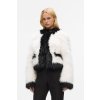 KABÁT KARL LAGERFELD FAUX FUR JACKET WHITE/BLACK