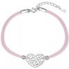 MOISS Romantický růžový textilní náramek Srdce B0000981