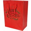 Darčeková taška malá vianočná červená Merry Christmas