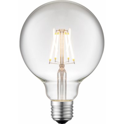 Just Light. Filam. LED žiarovka E27, G95, 367 lm, 2700 K, 4 W, číre sklo